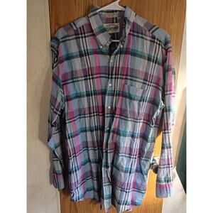 Vintage Britches Great Outdoors Plaid Button Shirt Mens Large Cotton USA